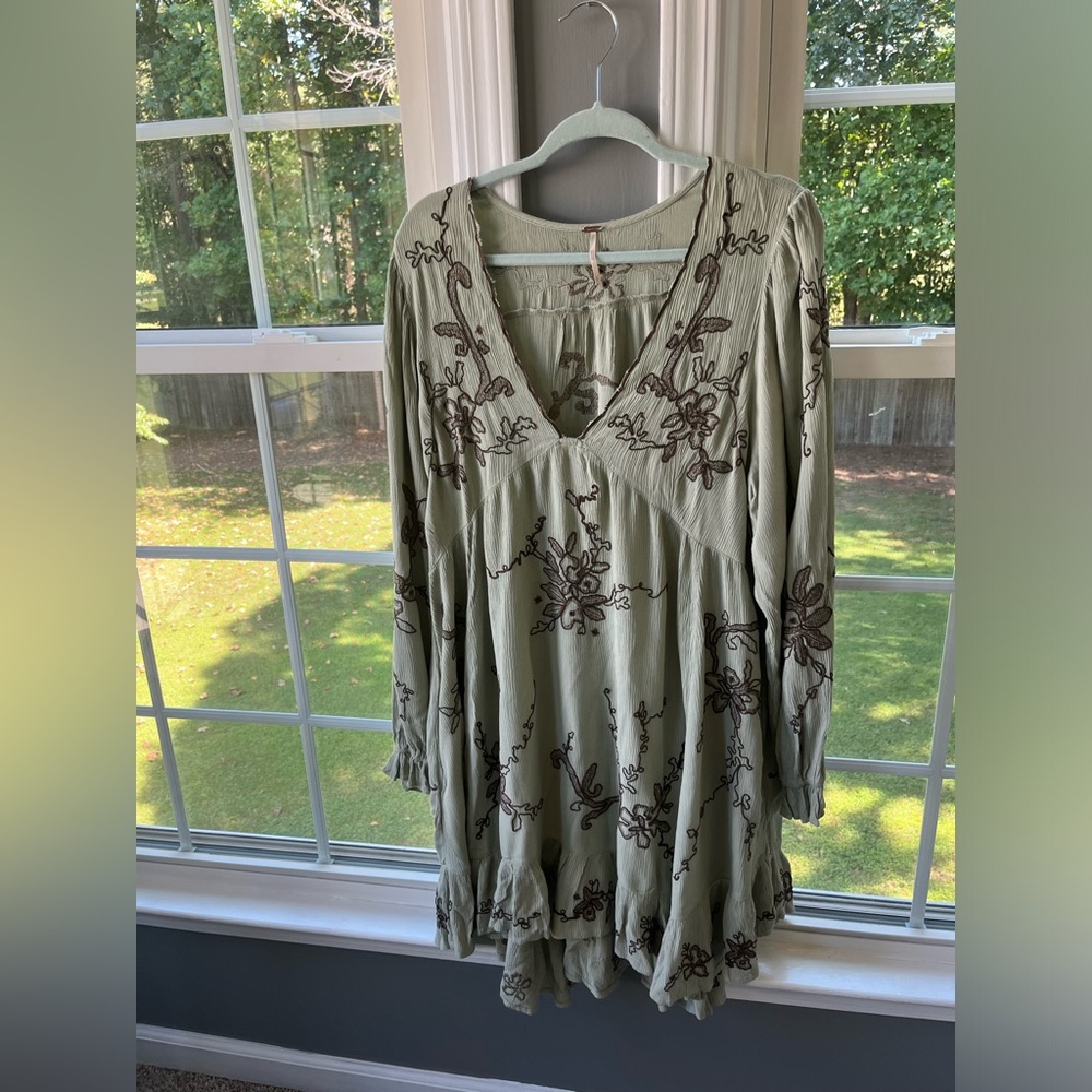 Free People embroidered mini dress (green) - Picture 4 of 6